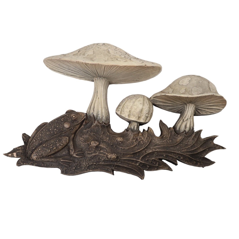 Vintage MCM 60s/70s Mushroom Frog Wall Art Plaque